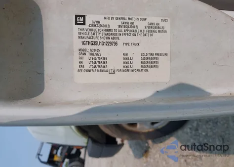 2003 GMC Savana Standard z USA, uszkodzony, nr VIN 1GTHG35U131229796